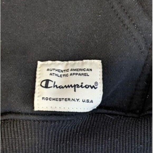 Champion Hoodie Made in USA Black Script Embroidered Logo Women's Sz L Large - Picture 4 of 9